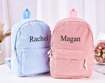 Personalized Kids Back to School Backpack, Custom Toddler Corduroy Backpack w/ Child&#39;s Name, Birthday Gift, Embroidered Daycare Book bag