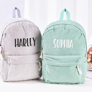 Sac à dos personnalisé pour enfants, cadeaux de rentrée, sacs à dos personnalisés en velours côtelé pour tout-petits, cartable pour enfants et bébé avec nom monogramme pour filles et garçons