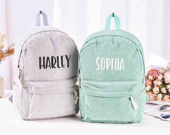 Personalized Kids Backpack, Back to School gifts,Custom Toddler Corduroy Backpacks,Monogram Name Children&#39;s Baby&#39;s School Bag for Girls Boys