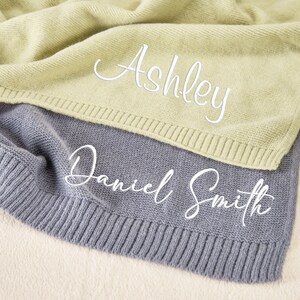 Personalized Knit Baby Blanket: Embroidered Cotton Newborn Gift