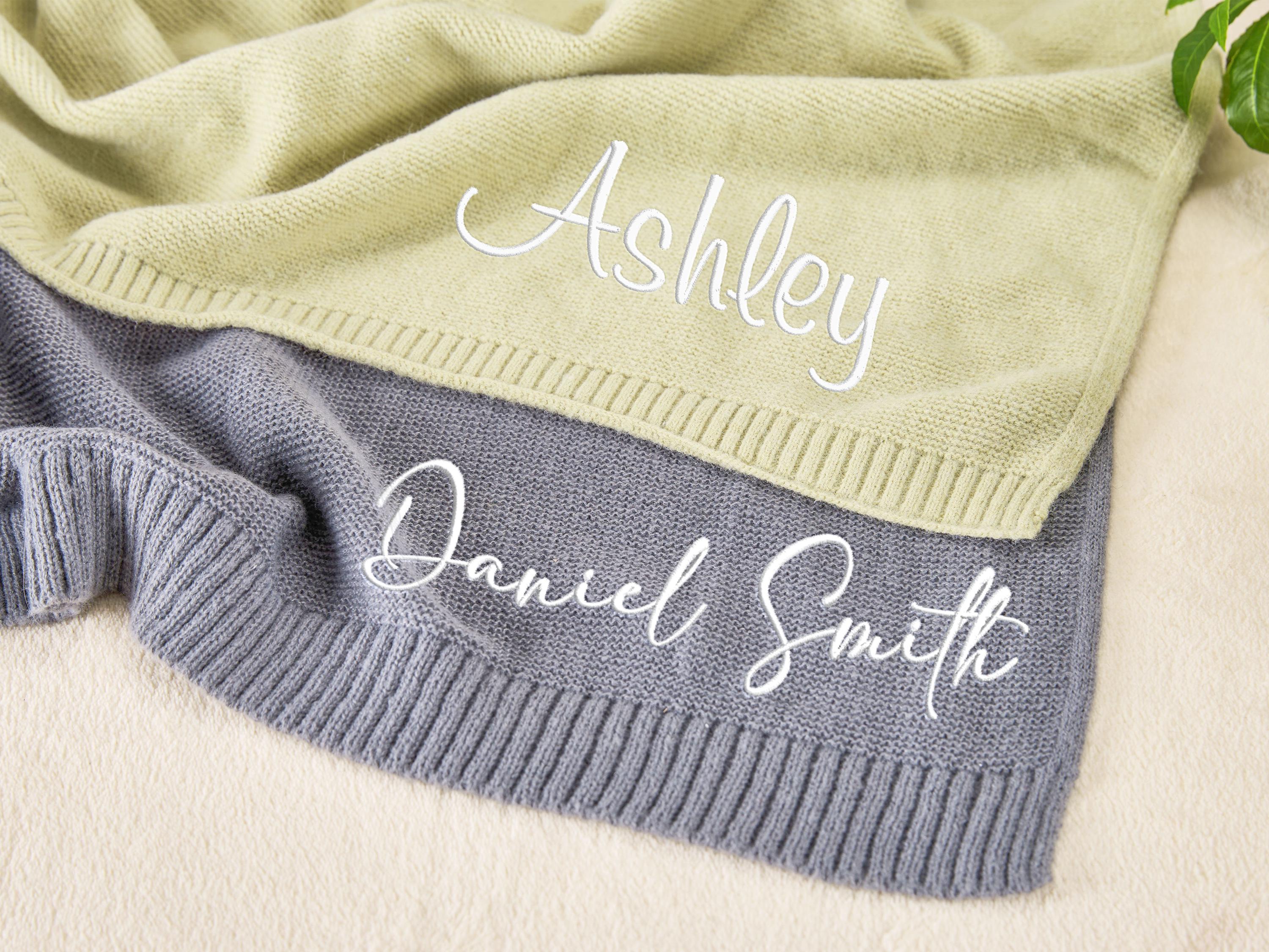 Baby Blanket gift, Embroidered Name Stroller Blanket, Newborn Baby Gift, Soft Breathable Cotton Knit, Newborn gift, custom baby blanket