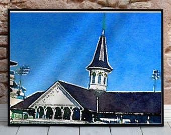 Impressão em aquarela de Churchill Downs, torres gêmeas do Kentucky Derby (download digital)