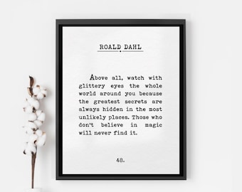 Impresión con cita de Roald Dahl: Ojos brillantes, arte mural inspirador (descarga digital)