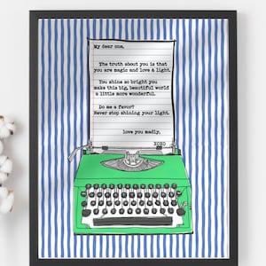 Impressão digital de arte My Dear One – Arte de parede com carta de amor para máquina de escrever, citação inspiradora para impressão, pôster retrô excêntrico, download instantâneo