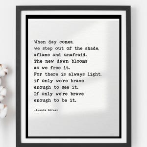 Amanda Gorman Poem Print: Inspirational Wall Art, Typewriter Font (Digital Download)