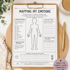 Mapping My Emotions Worksheet | Feelings Body Map | Social Emotional Learning Activity | Therapy Worksheet | School Counseling Printable PDF
