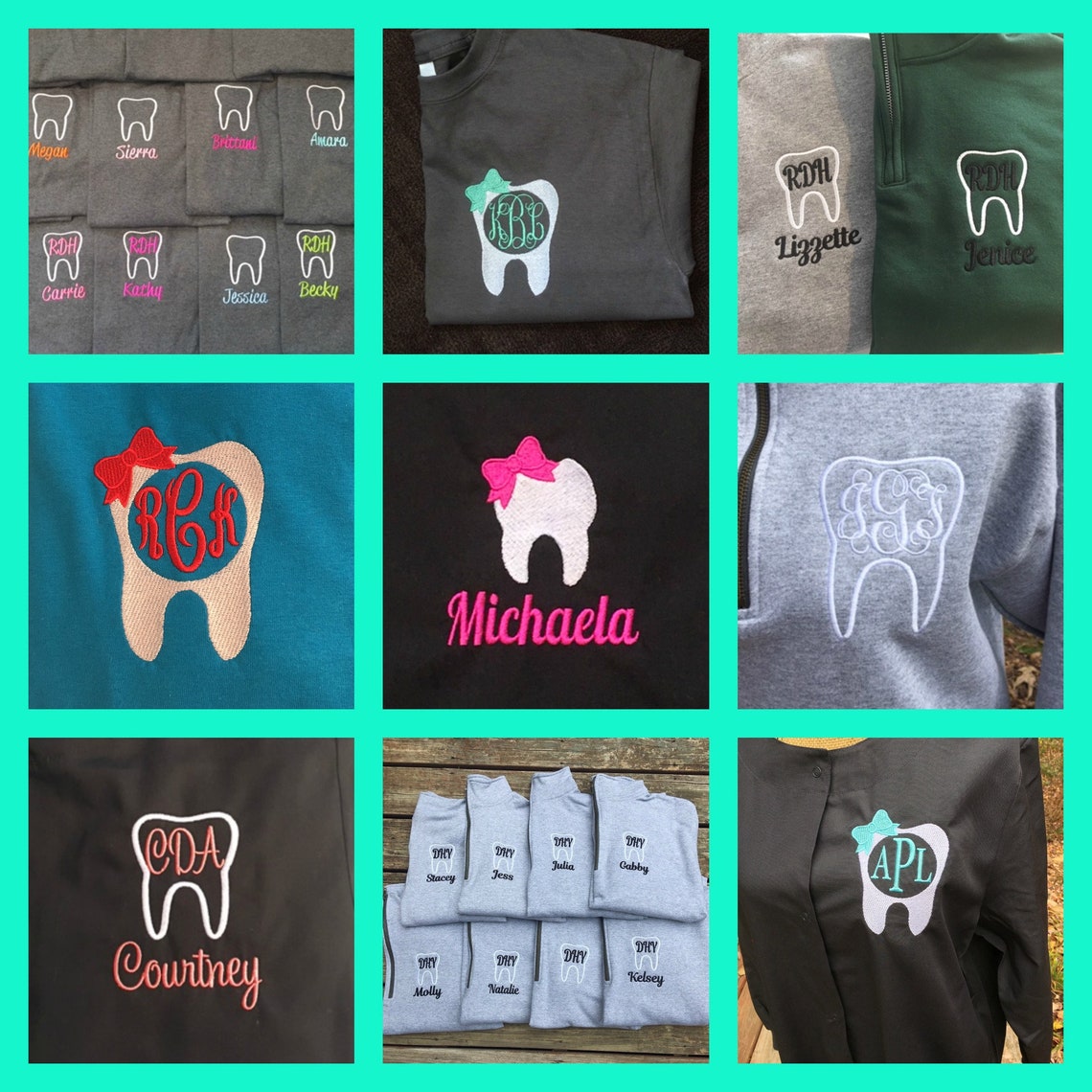 Monogrammed Dental full zip hoodie. Dentist sweatshirt. Etsy
