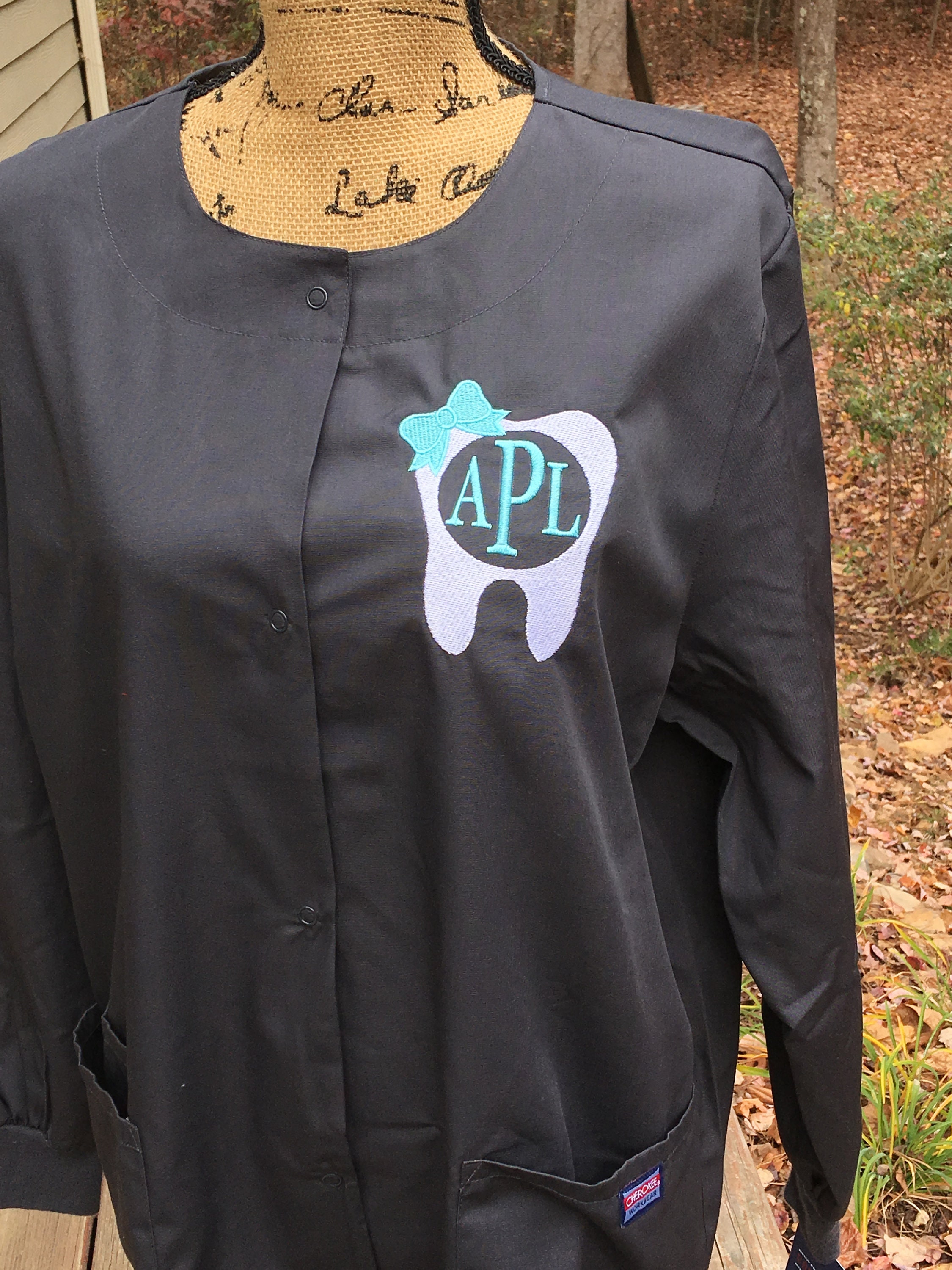 Monogrammed Dental Lab Coat. Monogrammed scrub jacket. Etsy