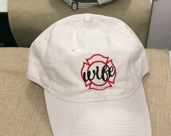 SALE... Fire wife hat. Firefighters wife hat. Custom embroidered baseball cap. Ready to ship. FREE SHIPPING.