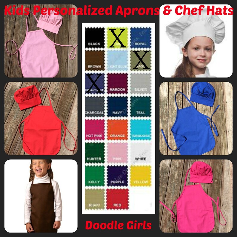 Kids Apron and Chef hats. Personalized Kids & Adult Apron. Etsy