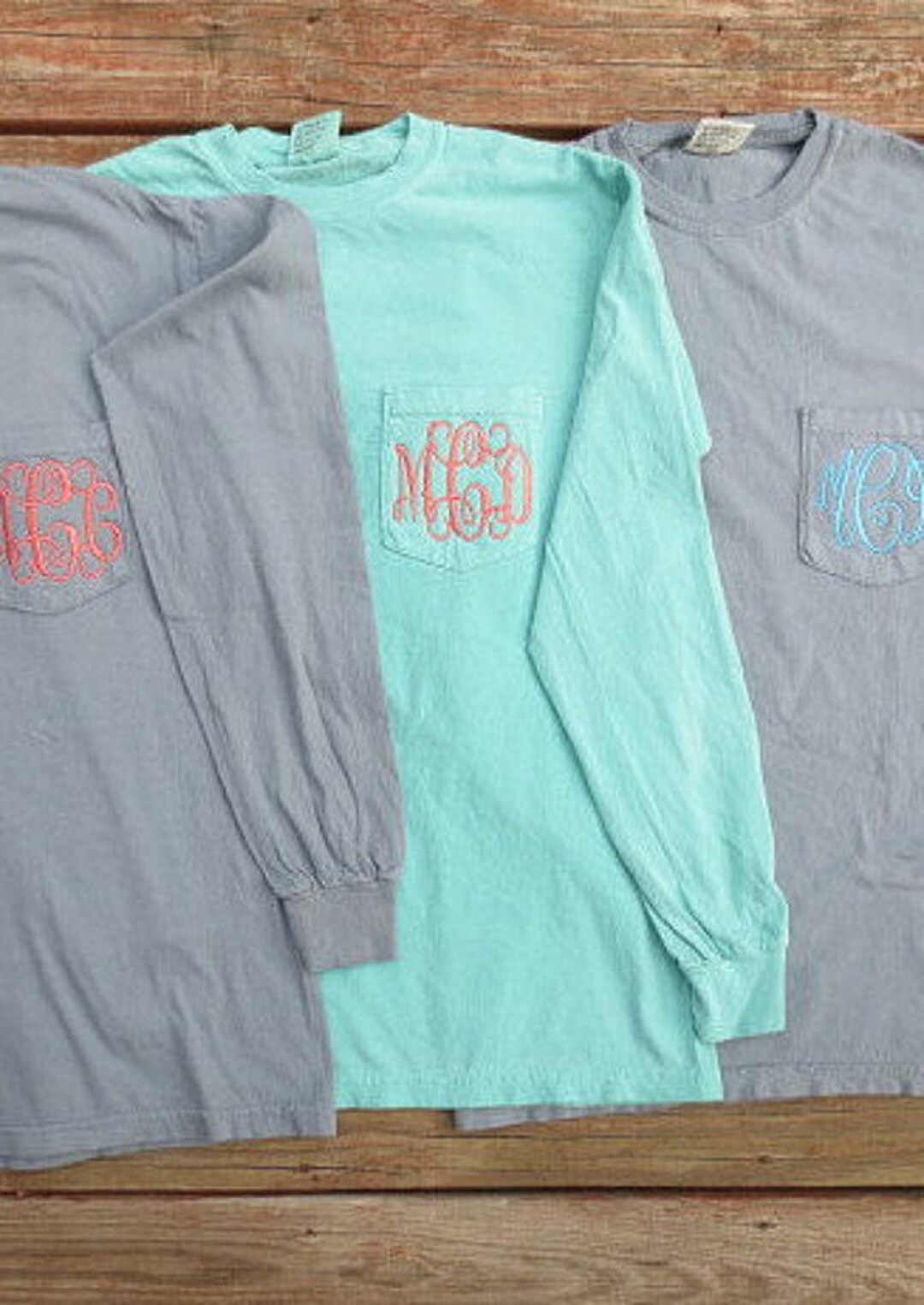 Comfort Color Monogrammed Pocket T... LONG SLEEVES. Lots of - Etsy