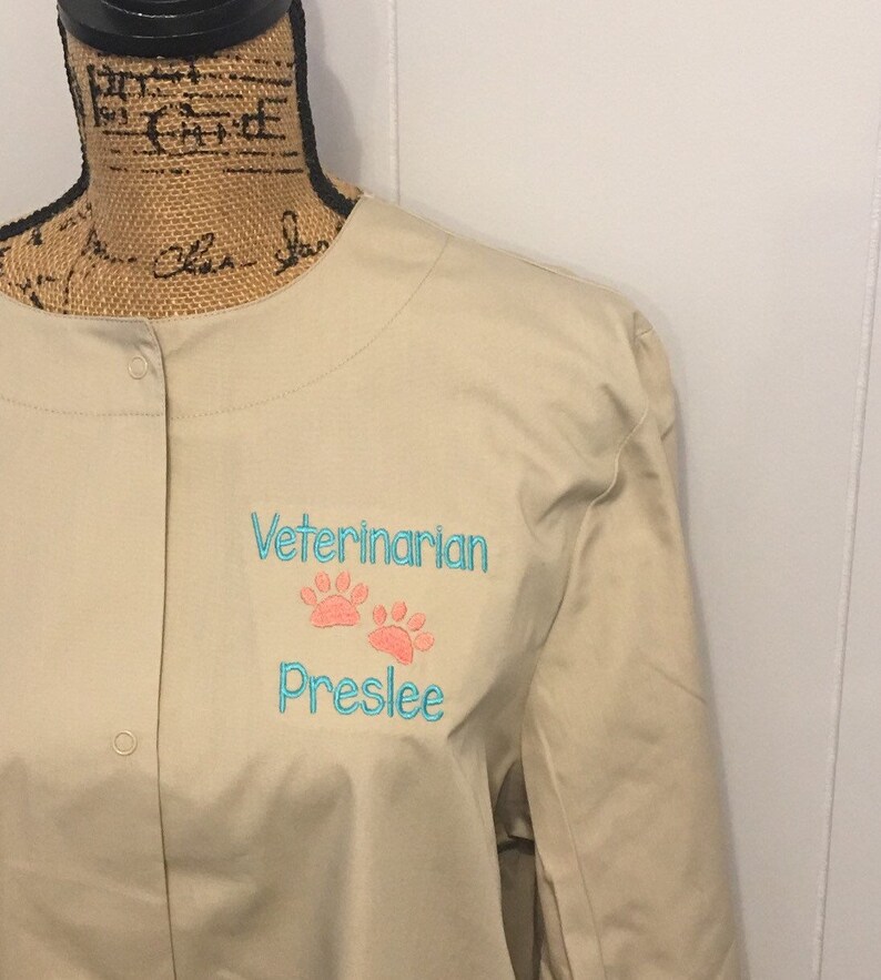 Monogrammed Veterinarian Lab Coat. Vet caduceus symbol Lab Etsy