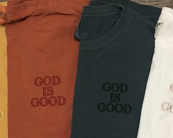 God is good. Yam, burnt orange long sleeve T-shirt. Ready to ship. Unisex fit. Men and women. FREE SHIPPING.