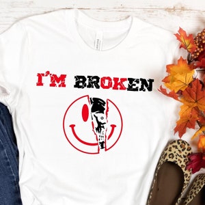 Happy Face Shirt,Inside Broken  Funny Skull Halloween Shirt, Funny Halloween Tee, Inside Broken SweetShirt,Happy Face Skull Shirt,