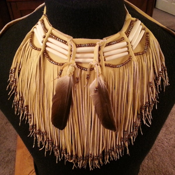 Native American leather fringed choker     ( Pre - order only )