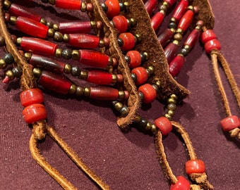 Red bead statement necklace