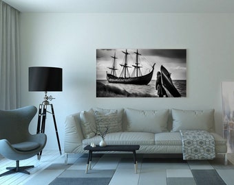 Pintura de navio guerreiro nórdico Impressão de arte de navio viking Download digital Ilustração Arte de parede Decoração de arte de barco viking Arte de parede de mitologia nórdica