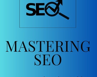 Puede incluir: Un fondo degradado azul y blanco con un gráfico negro de una lupa con una flecha apuntando hacia arriba y la palabra "SEO" en negrita. El texto "Mastering SEO" está en negro debajo del gráfico. El texto "A Comprehensive Guide" está en negro debajo del título. El texto "By Jack Stillings" está en negro debajo del título de la guía. El texto "www.edsmarketing.co.uk" está en negro debajo del nombre del autor.