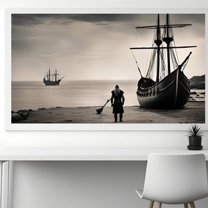 Majestic Viking Warrior Digital Print Norse Mythology Wall Art Instant Download Illustration Wall Art Viking Decor Wall Art