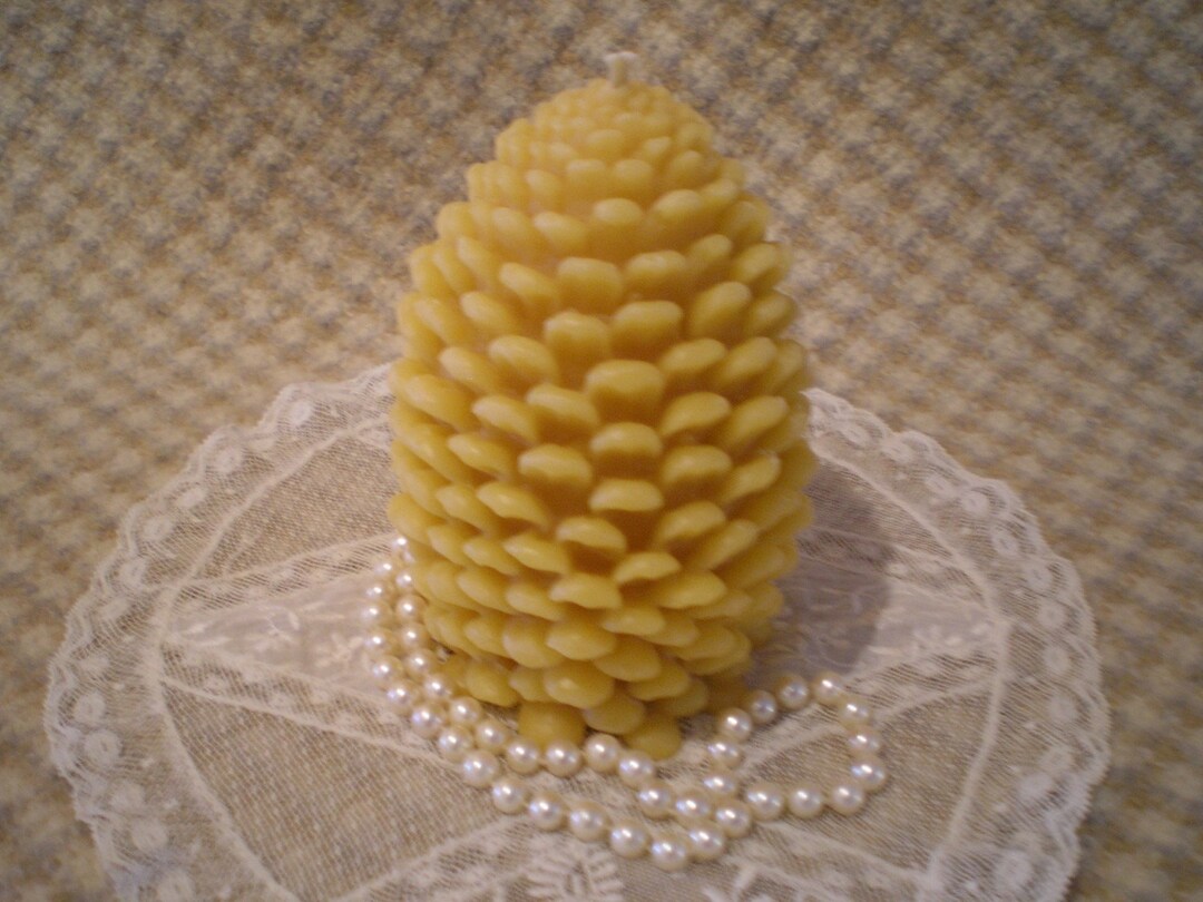 Beeswax Candle Jumbo Pine Cone Shaped Candle Natural Gold Color - Etsy