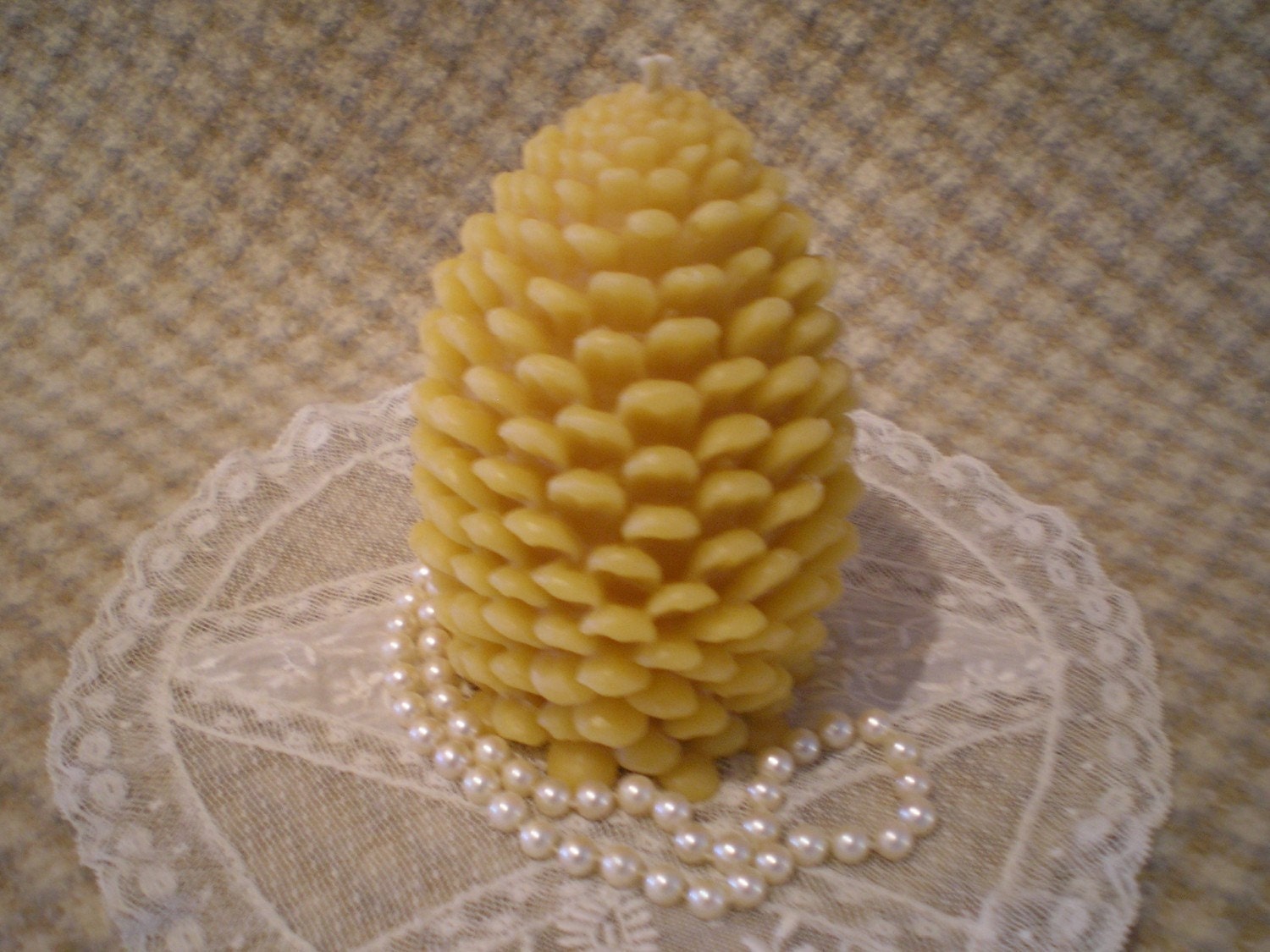 Beeswax Candle Jumbo Pine Cone Shaped Candle Natural Gold Color - Etsy