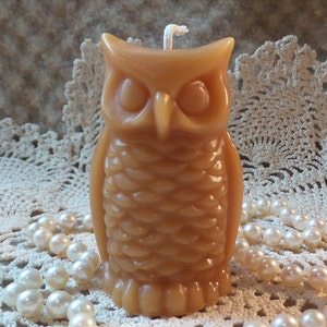 Beeswax Candle Small Stylized Shaped Owl Candle image 2