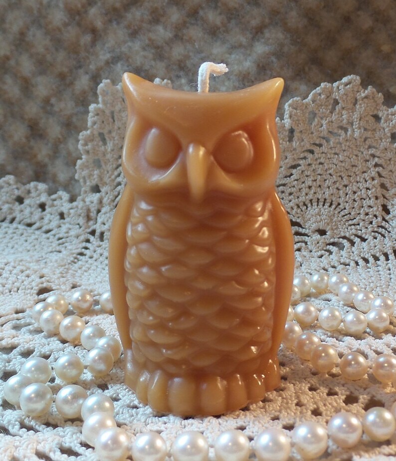 Beeswax Candle Small Stylized Shaped Owl Candle image 2