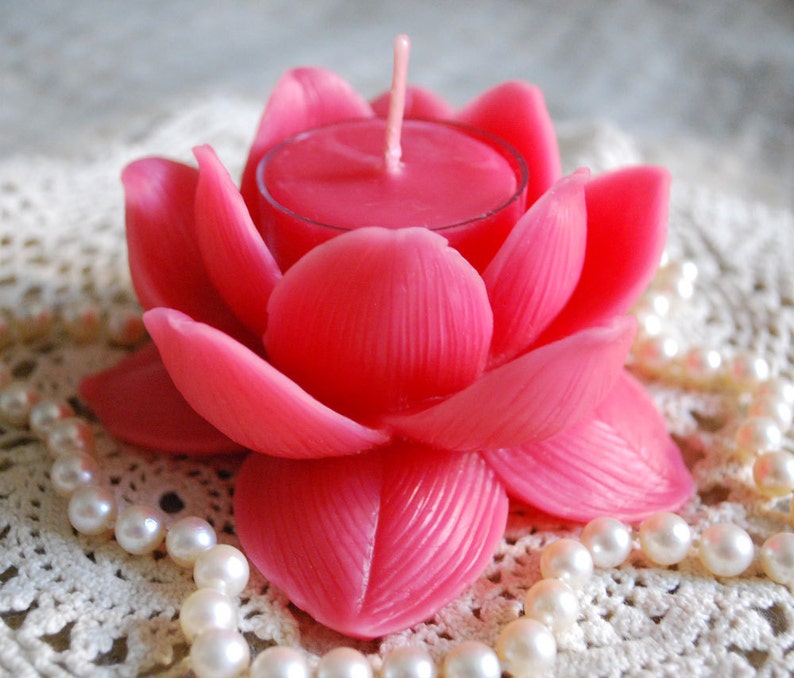 Pure Beeswax Lotus Flower Candle Holder With 2 Tealights Etsy