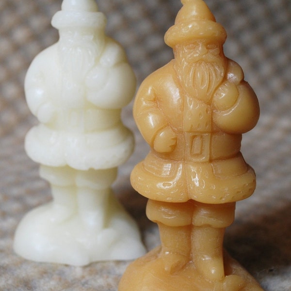 Pure Beeswax Santa Claus Saint Nick Father Christmas Candle White or Natural