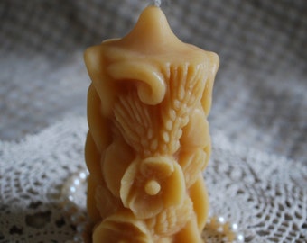 Beeswax Candle Small Carved German Pillar