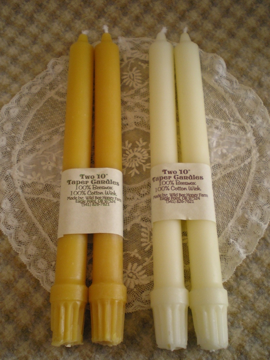 Pair Beeswax Colonial Taper Candles 10 Inches Tall White or Etsy