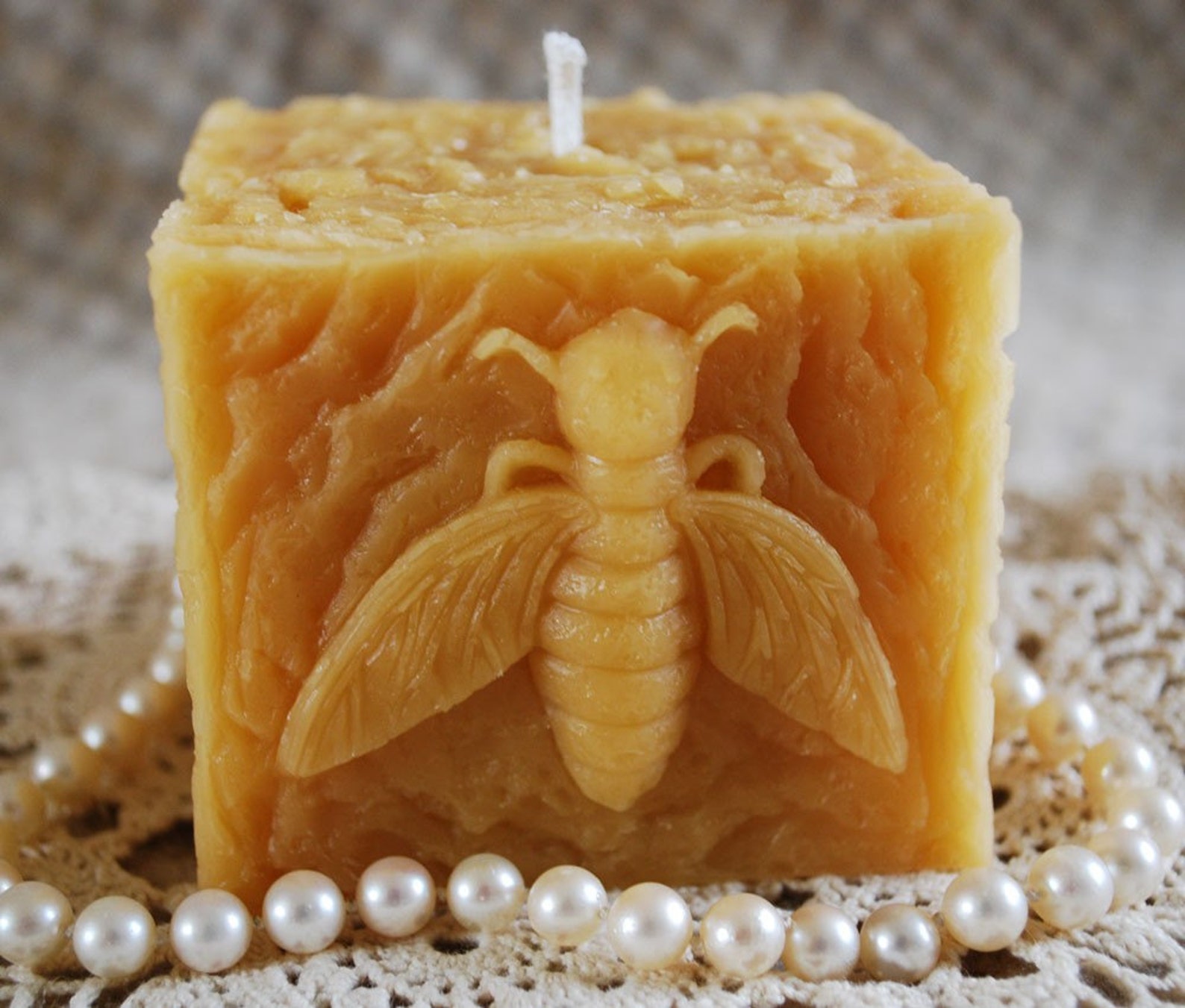 Beeswax Candle Rustic Square Bee Pillar in Pure Beeswax Etsy
