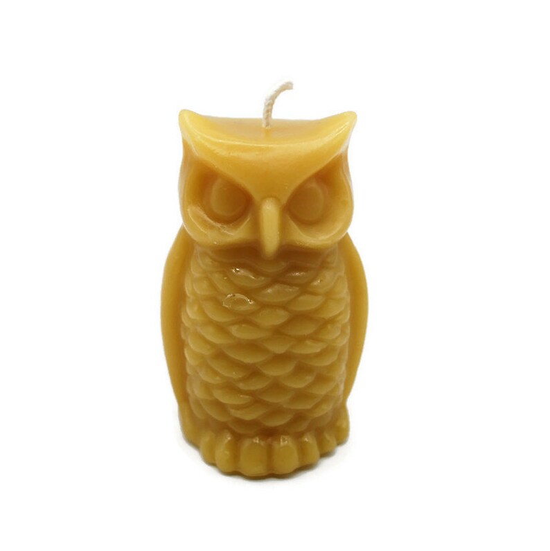 Beeswax Candle Small Stylized Shaped Owl Candle image 1