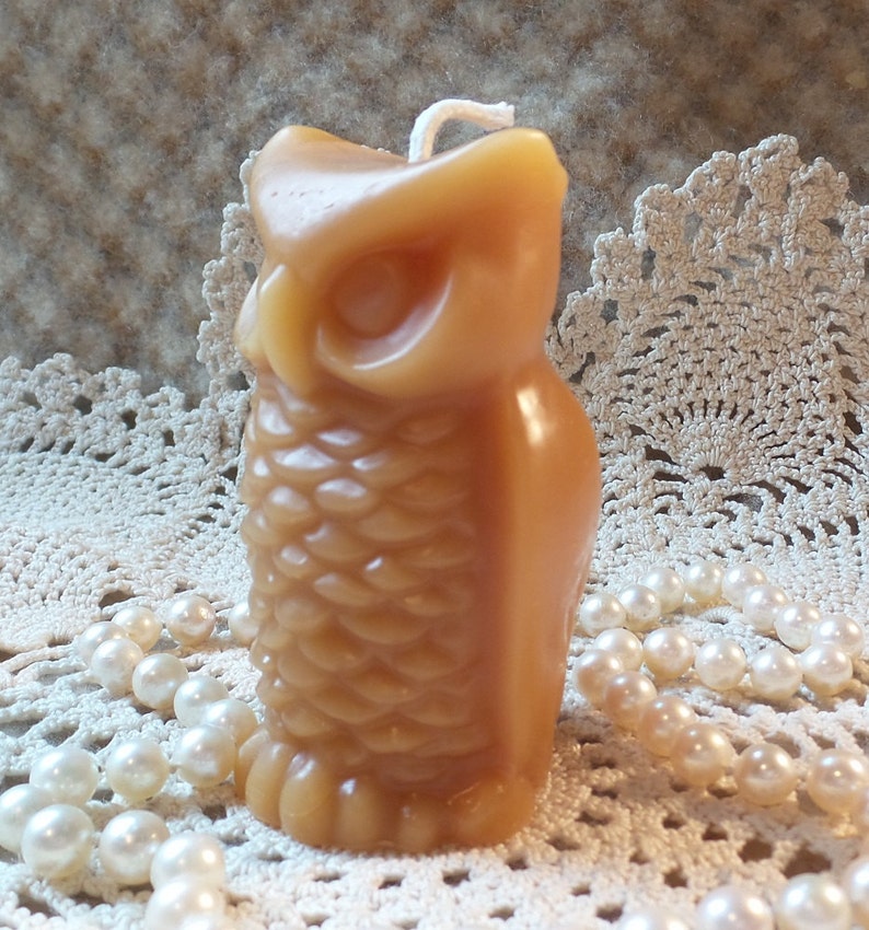 Beeswax Candle Small Stylized Shaped Owl Candle image 3