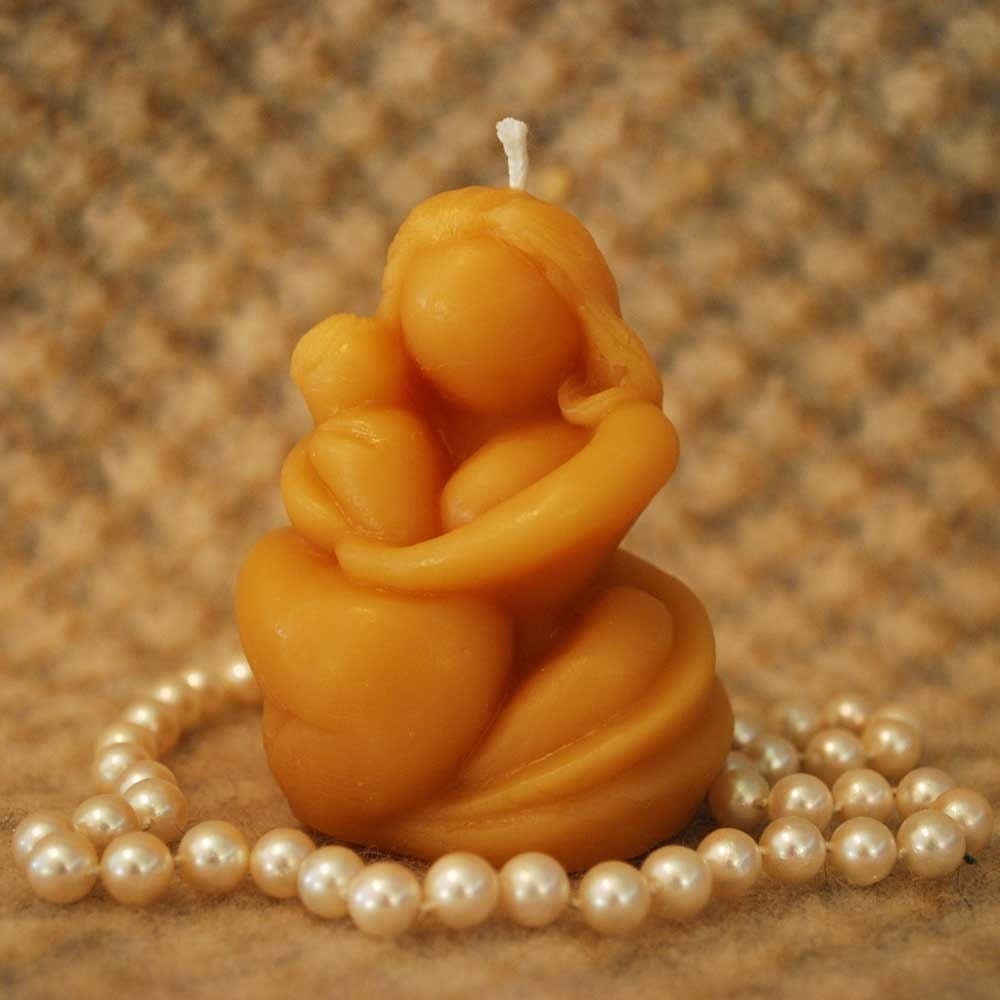 Beeswax Candle Shaped Mama Mother and Child Candle Etsy