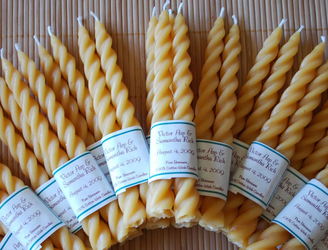 Beeswax Candles Twist Taper Set of 2 Natural Gold Color Etsy