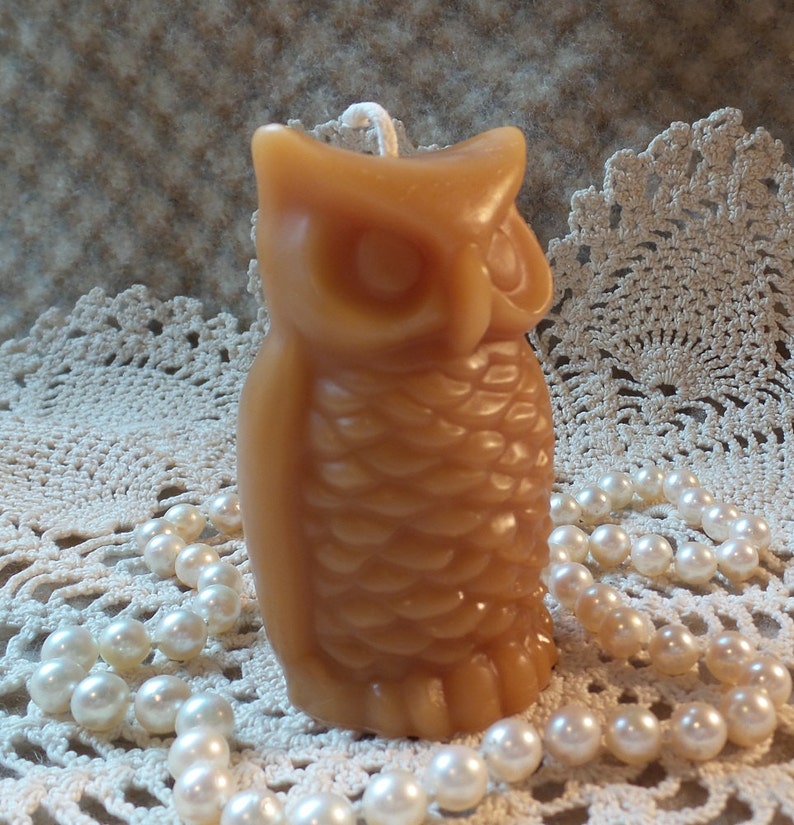 Beeswax Candle Small Stylized Shaped Owl Candle image 4