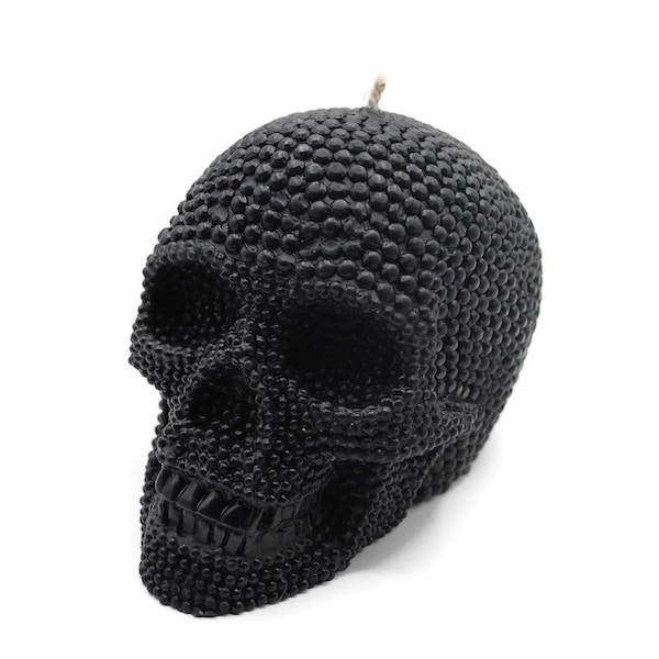 Beeswax Candle BIG Skull Shaped Candle in Black