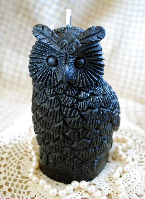Beeswax Candle Owl Shaped Candle in BLACK Etsy