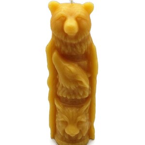 Beeswax Candle Totem Wolf / Bear / Lynx Pillar Shaped Candle