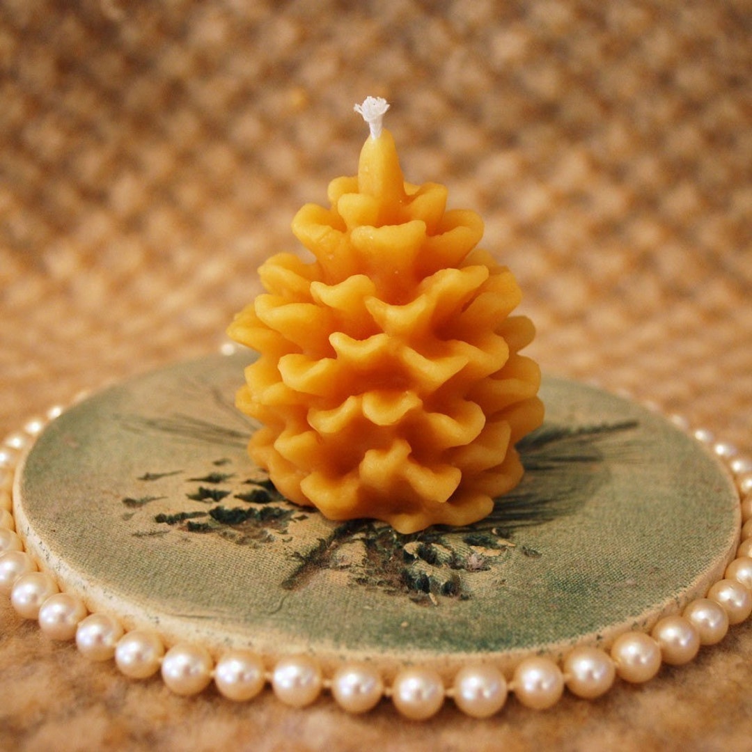 Beeswax Candle Small Pine Cone Pinecone Set of 2 - Etsy