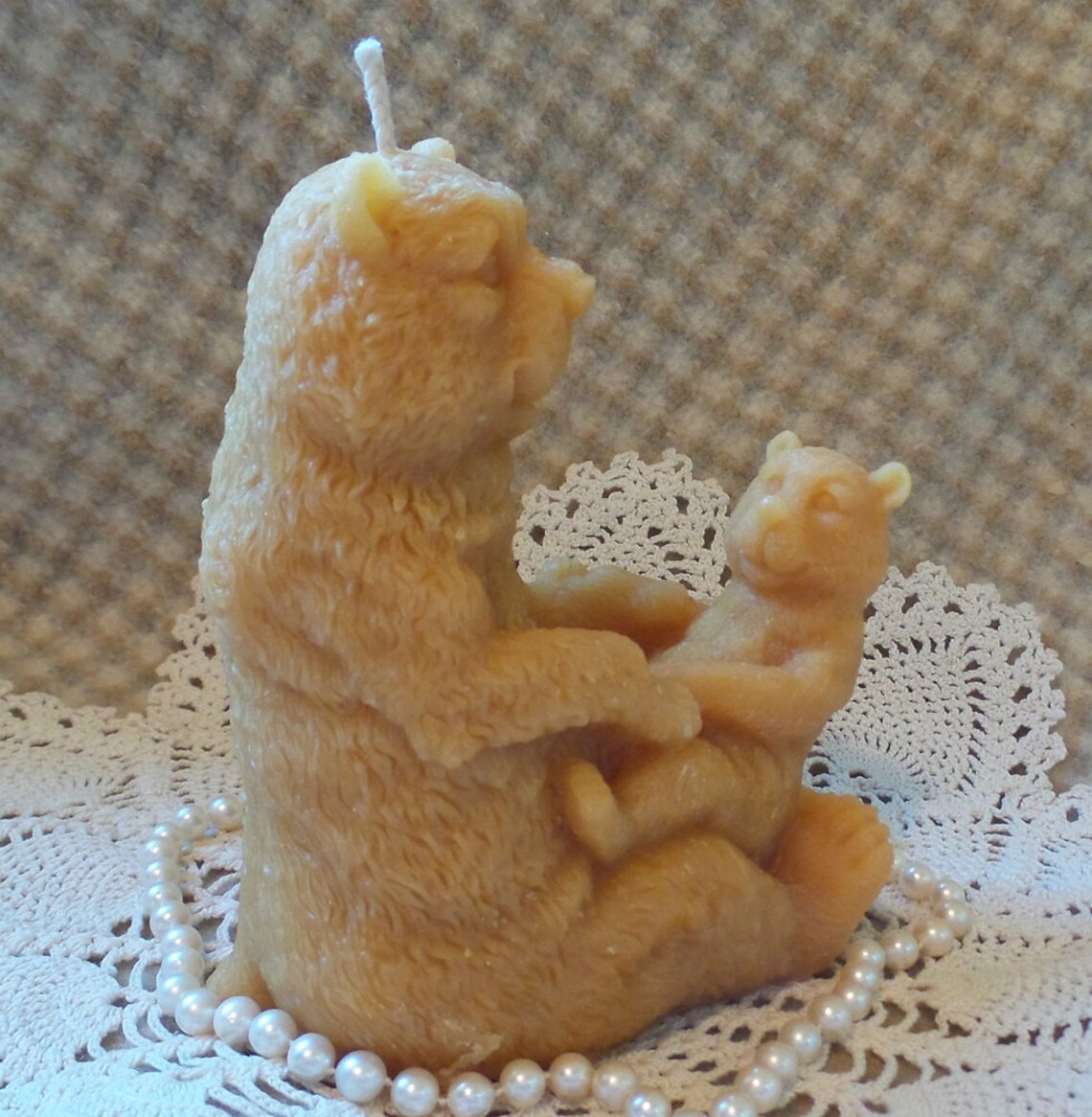 Beeswax Candle Bear Mama Bear and Cub Shaped Candle Etsy
