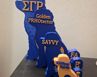 Poodle with Heart of Blue and Gold