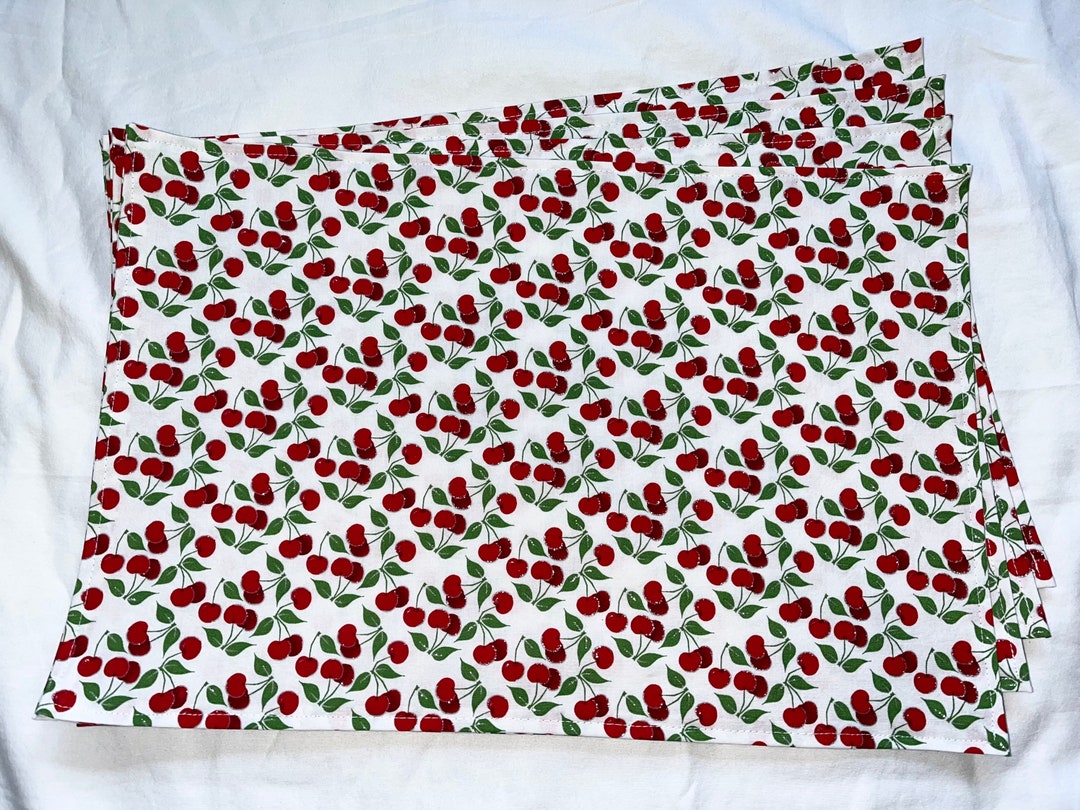 Everyday Spring Summer Placemats Table Decor Red Green Cherry Fruit