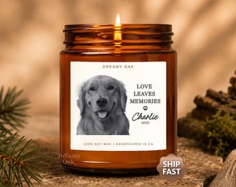 Personalized Pet Memorial Candle, Pet Loss Gift For Dog Cat Owners, Pet Photo Memorial, Dog Sympathy Remembrance Pet Candle C077
