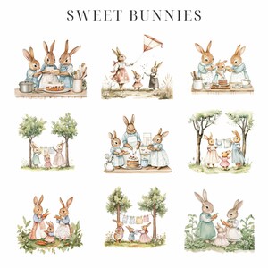 Sweet Bunnies Clipart Set: Nursery Prints, Kids Crafts (PNG Files) - Etsy