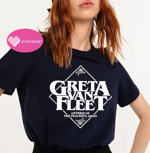 Greta Van Fleet-Anthem of The Peaceful Army Women Fashion Cotton Short Sleeve Round Neck T-Shirts Black Greta Van Fleet-Anthem of The Peaceful Army Women Fashion Cotton Short Sleeve Round Neck T-Shirts Black