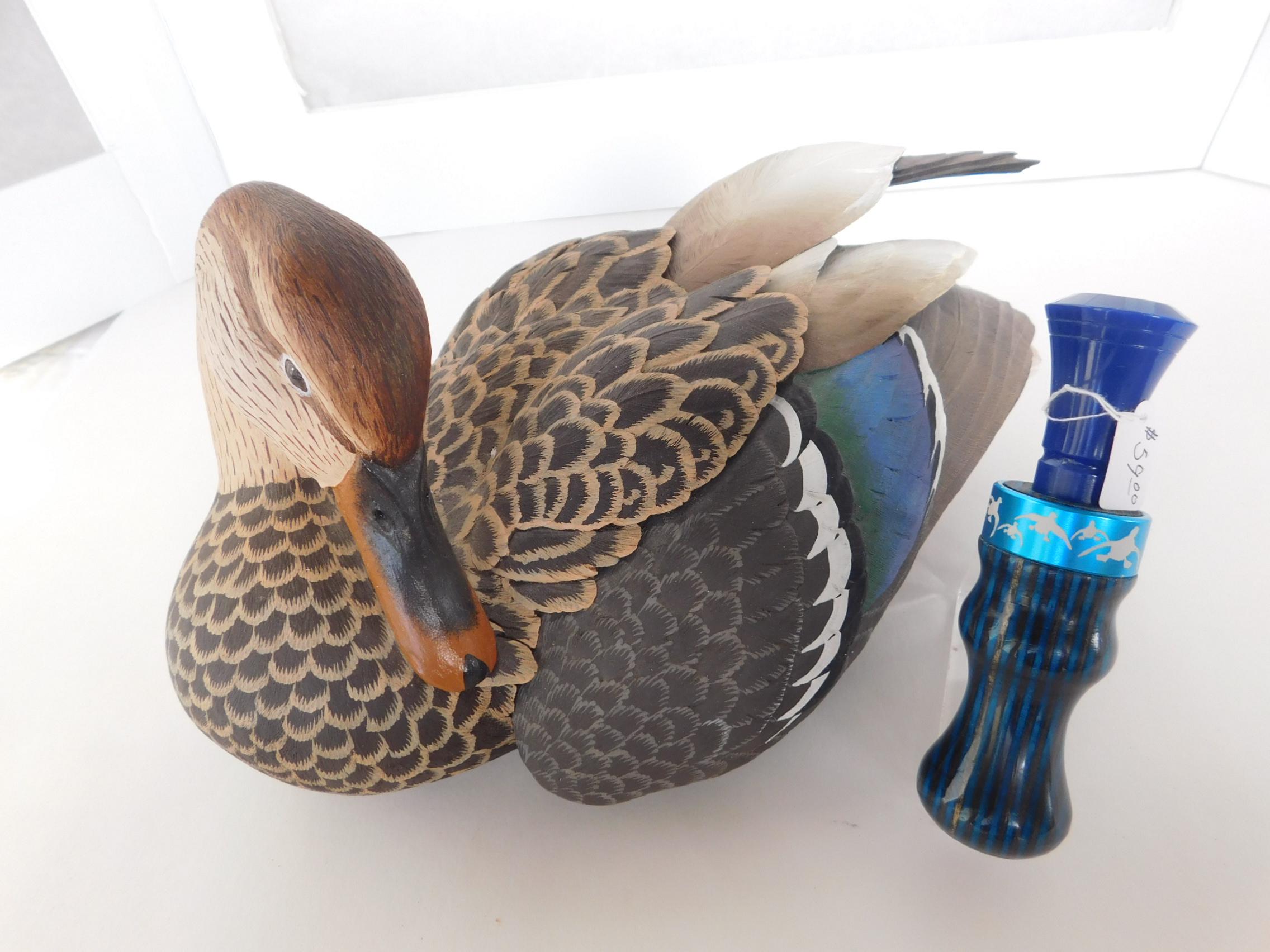 Handcrafted Layered Blue and Black Wood Double Reed Duck Call With Blue ...