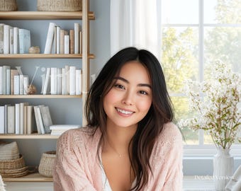 Arrière-plan virtuel de bibliothèque bleu clair : Zoom professionnel, Teams, Skype (téléchargement numérique)