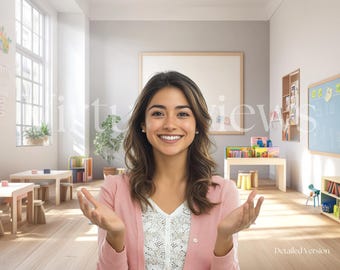 Arrière-plan zoom de la classe du professeur : toile de fond d'apprentissage virtuel (téléchargement numérique)